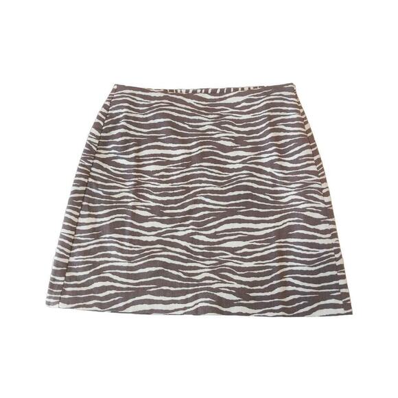 Loft 6P 6 Petite Brown Zebra Mini Skirt Ann Taylor - Picture 1 of 3